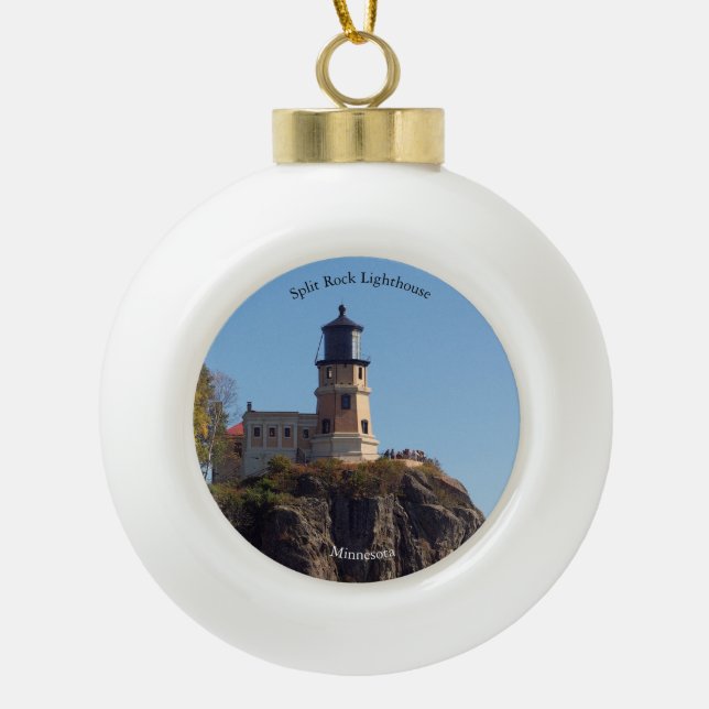 Split Rock Leuchtturmball oder Schneeflocke Keramik Kugel-Ornament (Vorderseite)