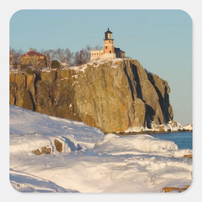 Split Rock Lighthouse Staat Park/Park/Garten: Quadratischer Aufkleber (Vorderseite)