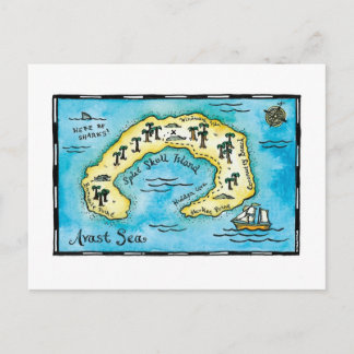 Split Skull Island Schatzkarte Postkarte