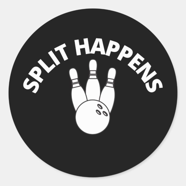 Split spielt Bowling-Sport mit Freunden Runder Aufkleber (Vorderseite)