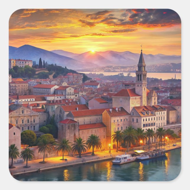 Split Stadt Kroatien Quadratischer Aufkleber (Vorderseite)
