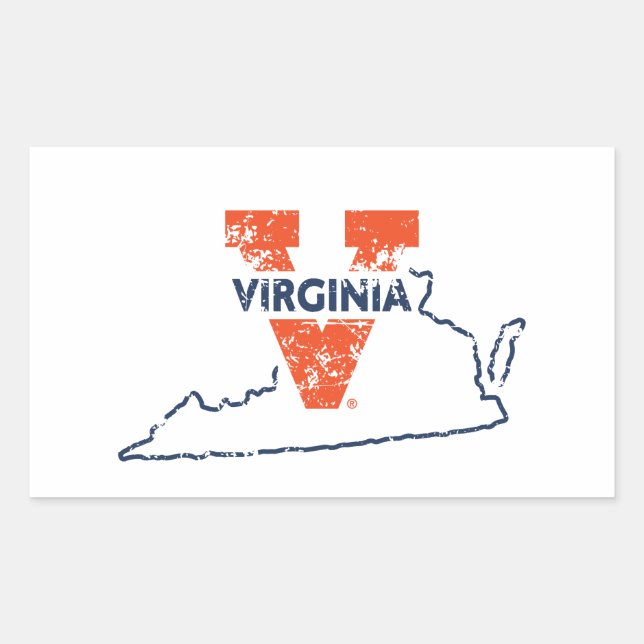 Split V Virginia Staat Liebe Rechteckiger Aufkleber (Vorderseite)