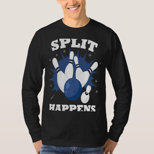 Split wird für einen gemacht, der Bowling in einem T-Shirt (Vorderseite)