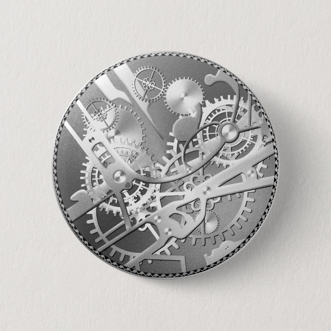 Splitter steampunk Uhrgänge Button (Vorderseite)