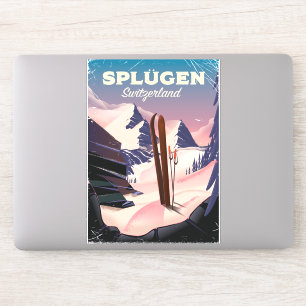 Splügen Schweiz Skiposter Aufkleber
