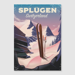 Splügen Schweiz Skiposter Magnetkarte