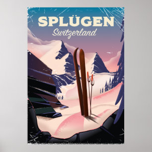 splügen Suisse affiche de ski