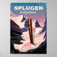 splügen Switzerland ski poster