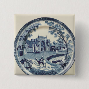 Spode blaue und weiße Platte, c.1815 Button