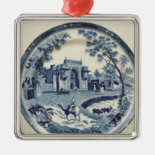Spode blaue und weiße Platte, c.1815 Silbernes Ornament