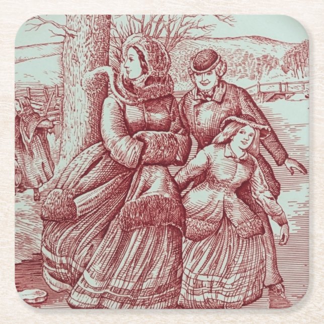 Spode Limited Ed Weihnachtsbild Rechteckiger Pappuntersetzer (Vorderseite)