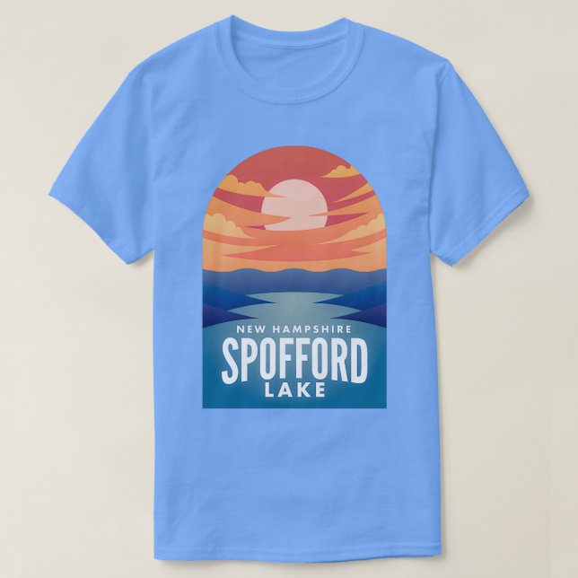 Spofford Lake NH Retro Sunset T-Shirt (Design vorne)