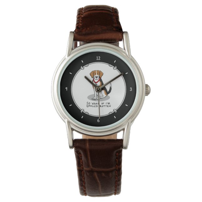 Spoiled Rotten Beagle (Trikolon 3) Hund Funny Armbanduhr (Vorderseite)