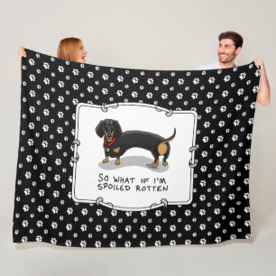 Spoiled Rotten Dackel (S schwarz & tan) Niedlicher Fleecedecke