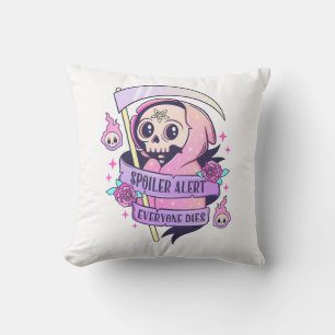Spoiler Alert Jeder stirbt Niedlich rosa Halloween Kissen