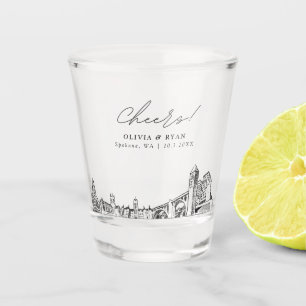 Spokane Gastgeschenk Hochzeit Personalisiert Cheer Schnapsglas