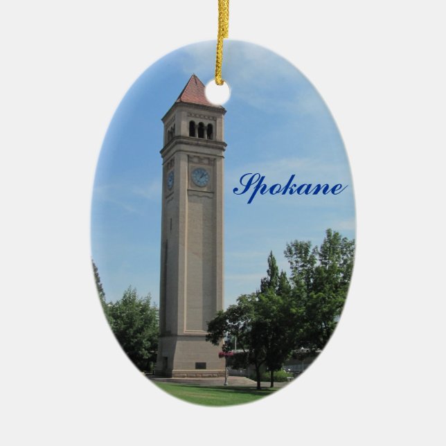 Spokane-Glockenturm-Flussufer-Park Keramik Ornament (Vorne)