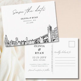 Spokane Save the Date Postcard Elegante Hochzeit Postkarte