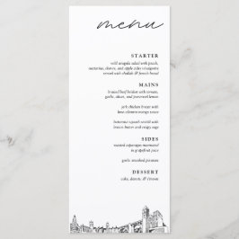 Spokane Skyline Moderne Speisekarte zum Hochzeitse Menükarte