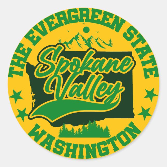 Spokane Valley, Washington Runder Aufkleber (Vorderseite)