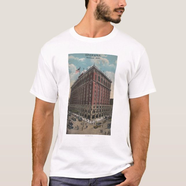 Spokane, WA - Ansicht von Davenport-Hotel T-Shirt (Vorderseite)