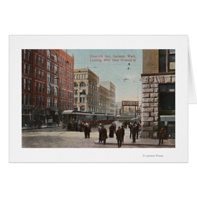 Spokane, WA - Blick auf die Riverside Ave. & Howar (Vorderseite (Horizontal))
