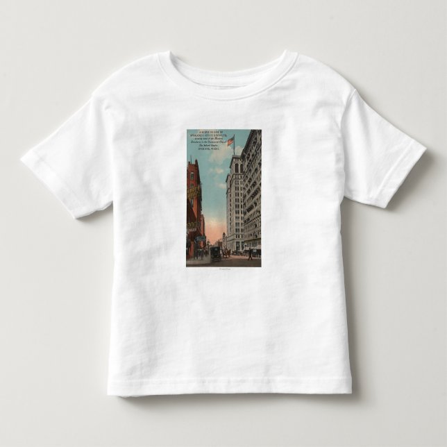 Spokane, WA - im Stadtzentrum gelegene Ansicht mit Kleinkind T-shirt (Vorderseite)