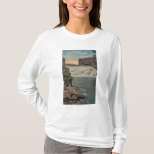 Spokane, WA - Paar-Fischen auf niedrigeren Fällen T-Shirt