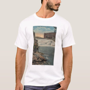 Spokane, WA - Paar-Fischen auf niedrigeren Fällen T-Shirt