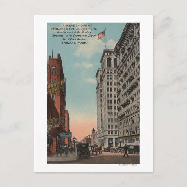 Spokane, WA - Stadtansicht mit Horsecaris Postkarte (Vorderseite)
