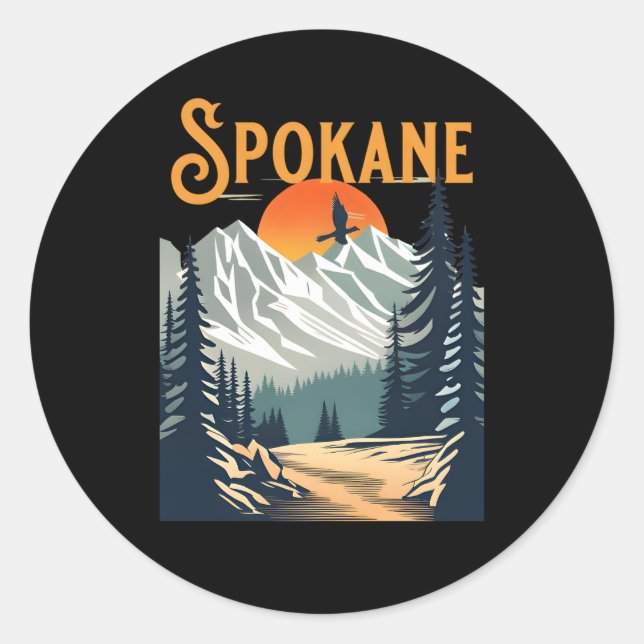 Spokane Wandern Runder Aufkleber (Vorderseite)