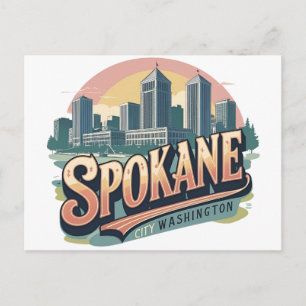 Spokane Washington DC Skyline Postkarte