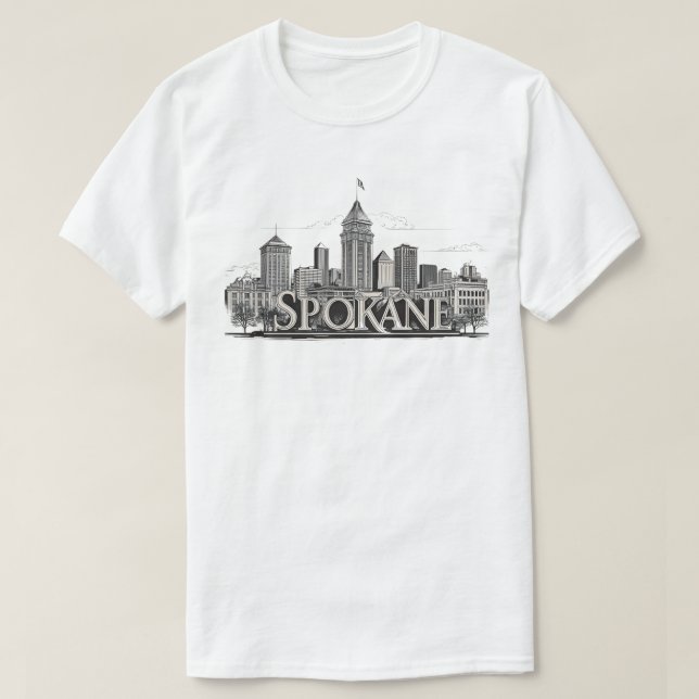 Spokane Washington DC Skyline T-Shirt (Design vorne)