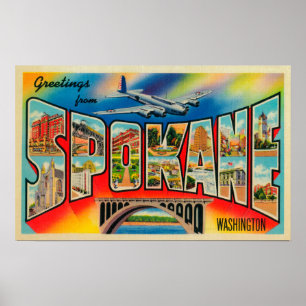 Spokane, Washington - große Buchstabe-Szenen Poster