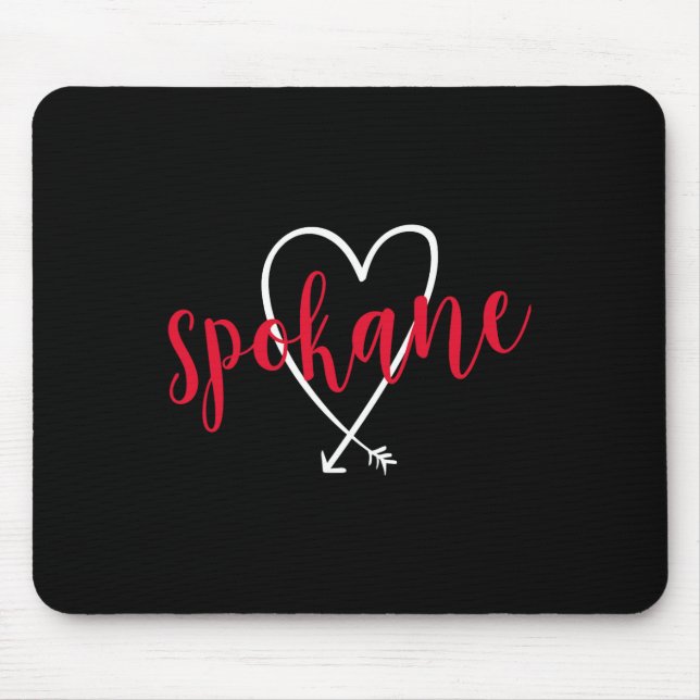 Spokane Washington Liebe Herz Handschrift Stil  Mousepad (Vorne)