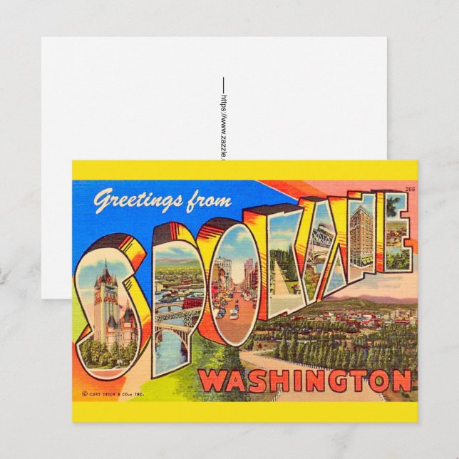 Spokane Washington  Postkarte (Vorne/Hinten)