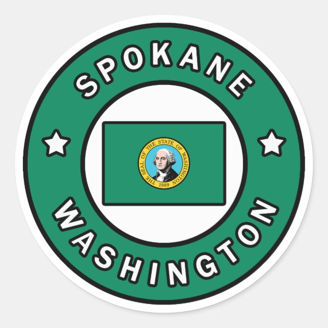 Spokane Washington Runder Aufkleber (Vorderseite)