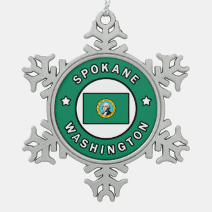 Spokane Washington Schneeflocken Zinn-Ornament