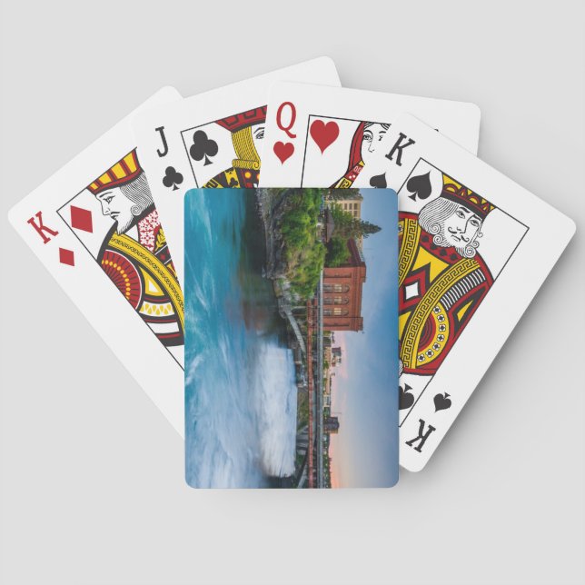 Spokane, Washington-Spokane River bei Sunset Spielkarten (Rückseite)