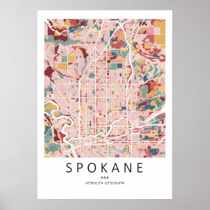 Spokane Washington Stadtplan Poster Moderne Stad