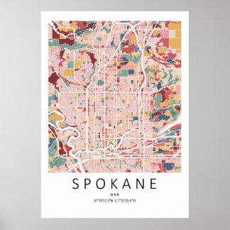 Spokane Washington Stadtplan Poster | Moderne Stad
