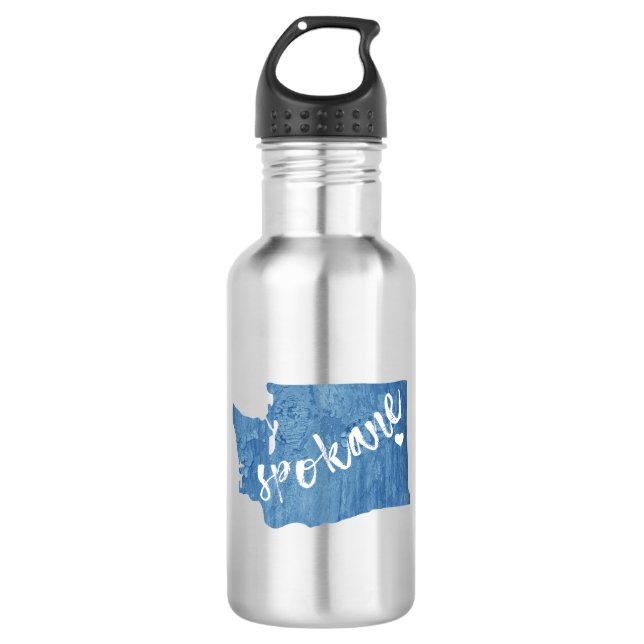 Spokane Washington Wood Grain Edelstahlflasche (Vorderseite)