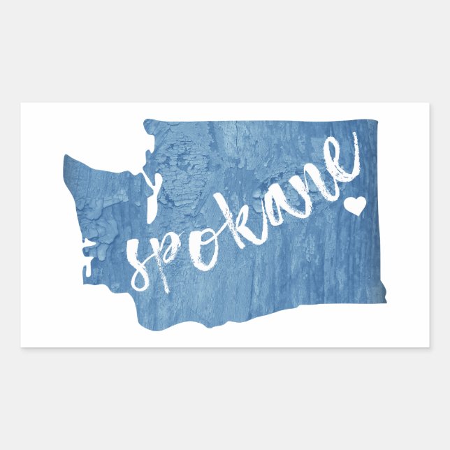 Spokane Washington Wood Grain Rechteckiger Aufkleber (Vorderseite)