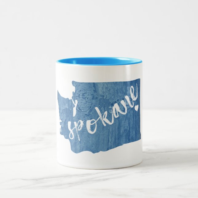Spokane Washington Wood Grain Zweifarbige Tasse (Mittel)