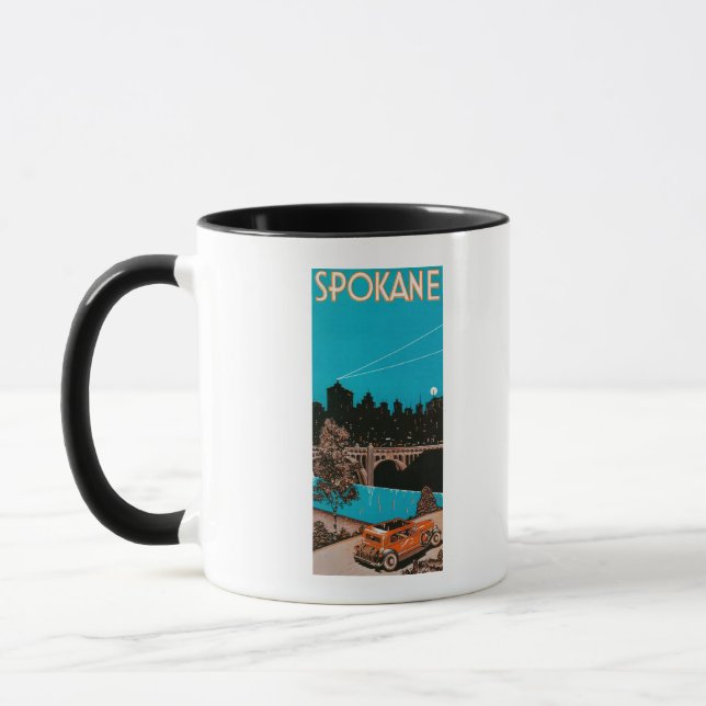 Spokane-Werbeplakat #1Spokane, WA Tasse (Links)