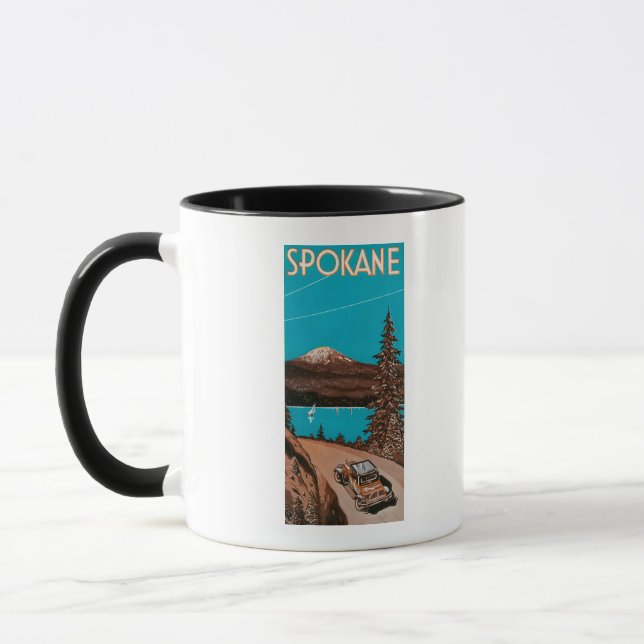 Spokane-Werbeplakat #2Spokane, WA Tasse (Links)