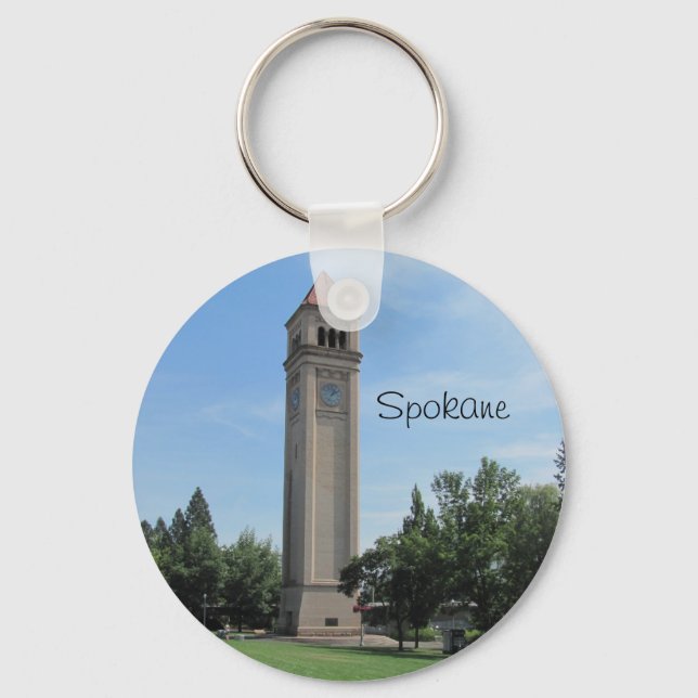 Spokane's Old Railroad Clock Tower Schlüsselanhänger (Vorderseite)