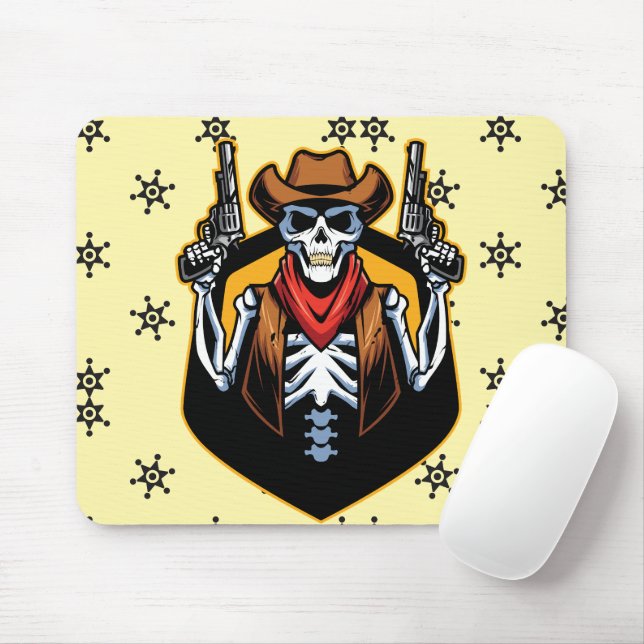 Spokiger Cowboy mit Waffen Rustikale Kunstwerke Mousepad (Mit Mouse)