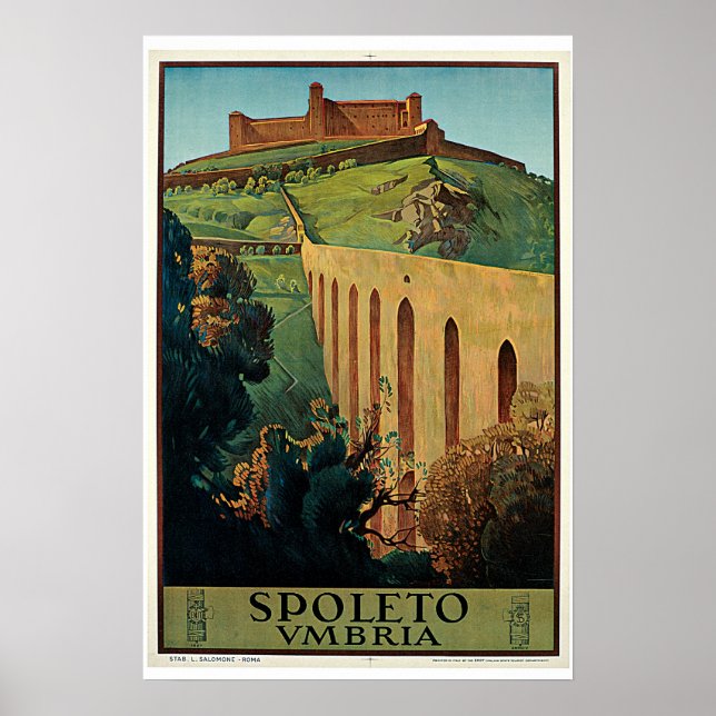 Spoleto Umbria Vintage Travel Poster (Vorne)