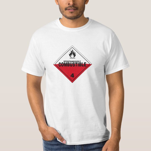 Spontan Combustable Gefahrenwarnzeichen T-Shirt (Vorderseite)